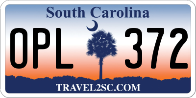 SC license plate OPL372
