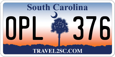 SC license plate OPL376