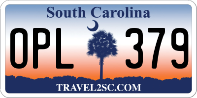 SC license plate OPL379