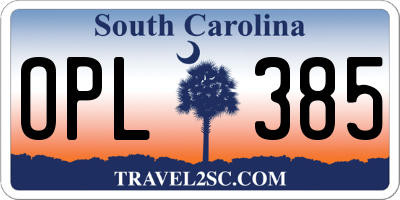 SC license plate OPL385