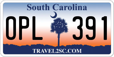 SC license plate OPL391