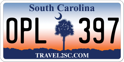 SC license plate OPL397
