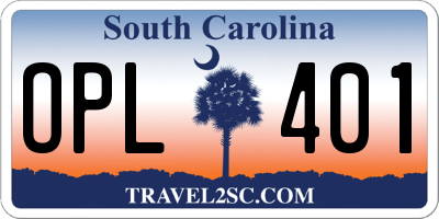 SC license plate OPL401