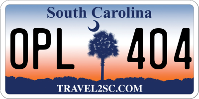 SC license plate OPL404
