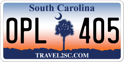 SC license plate OPL405