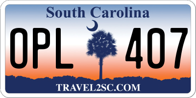 SC license plate OPL407
