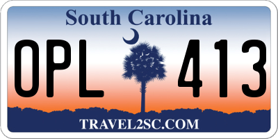 SC license plate OPL413