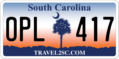 SC license plate OPL417