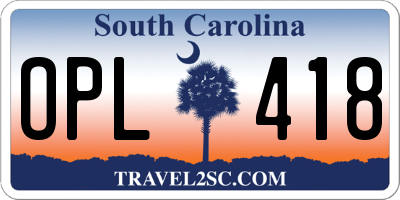 SC license plate OPL418