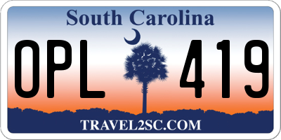 SC license plate OPL419