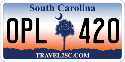 SC license plate OPL420