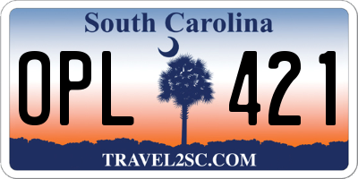 SC license plate OPL421