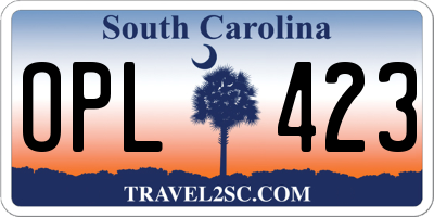 SC license plate OPL423