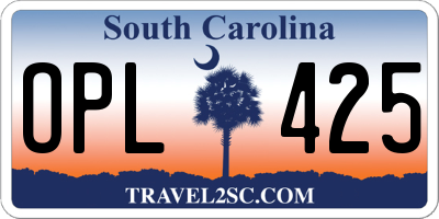 SC license plate OPL425