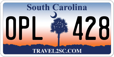 SC license plate OPL428