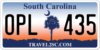 SC license plate OPL435