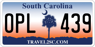 SC license plate OPL439