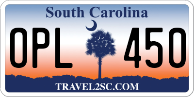 SC license plate OPL450