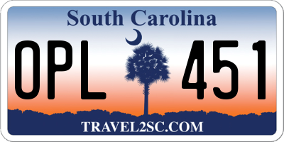 SC license plate OPL451