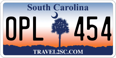 SC license plate OPL454
