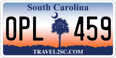 SC license plate OPL459