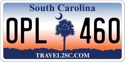 SC license plate OPL460