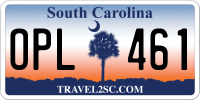 SC license plate OPL461