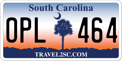 SC license plate OPL464
