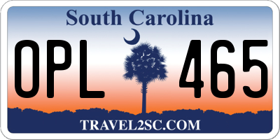 SC license plate OPL465