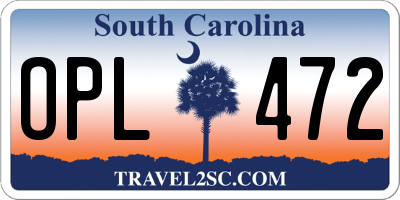 SC license plate OPL472