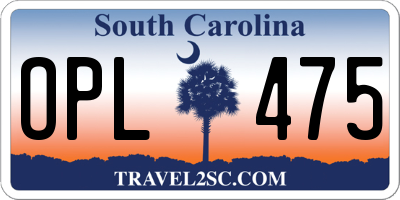 SC license plate OPL475