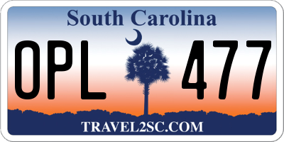 SC license plate OPL477