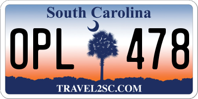 SC license plate OPL478
