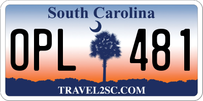 SC license plate OPL481