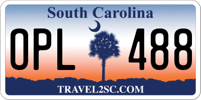 SC license plate OPL488