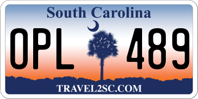 SC license plate OPL489
