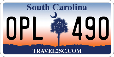 SC license plate OPL490