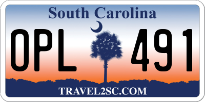 SC license plate OPL491