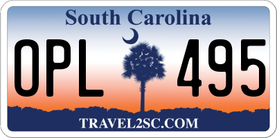 SC license plate OPL495