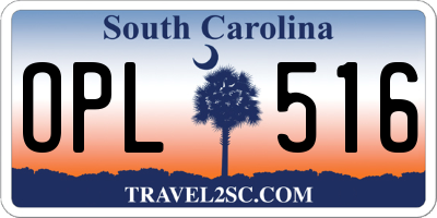 SC license plate OPL516