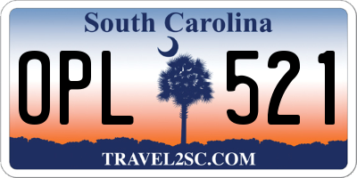 SC license plate OPL521
