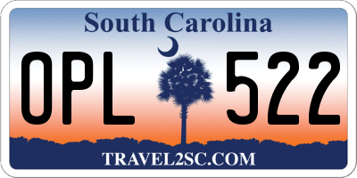 SC license plate OPL522