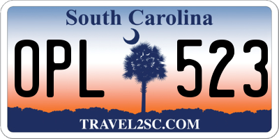 SC license plate OPL523