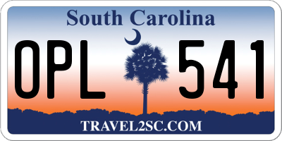 SC license plate OPL541