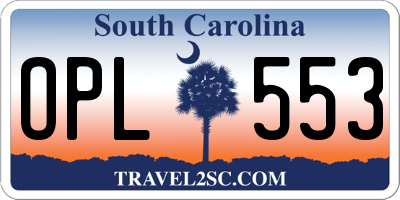SC license plate OPL553