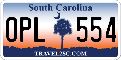 SC license plate OPL554