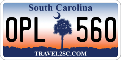SC license plate OPL560