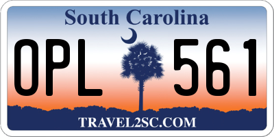 SC license plate OPL561