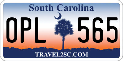 SC license plate OPL565