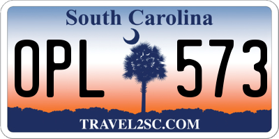 SC license plate OPL573
